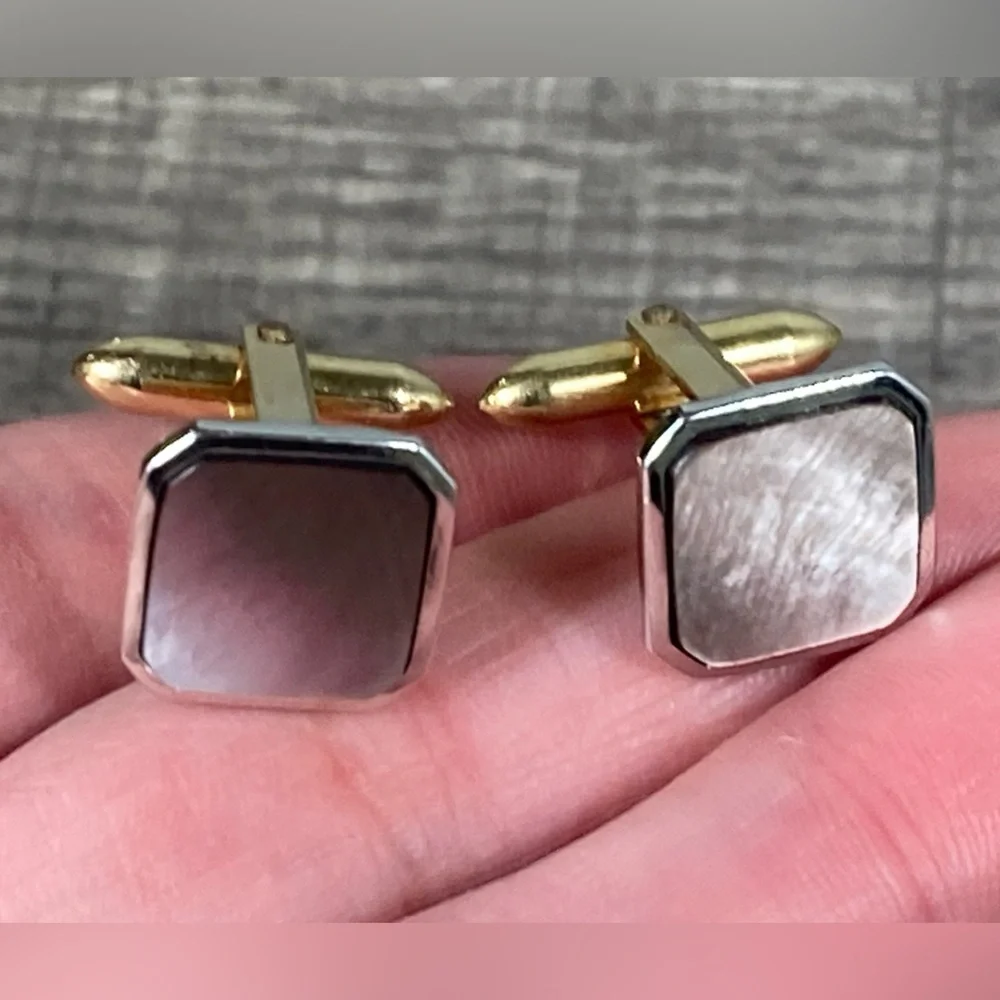 Vintage Abalone 1/20 14K Gold Filled Cuff Links Signed Correct